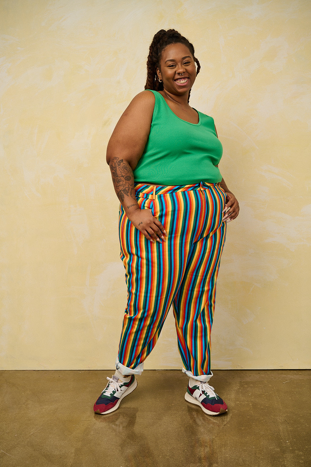 Dana Mom Jeans: ORGANIC TWILL - Rainbow Stripe – Lucy & Yak