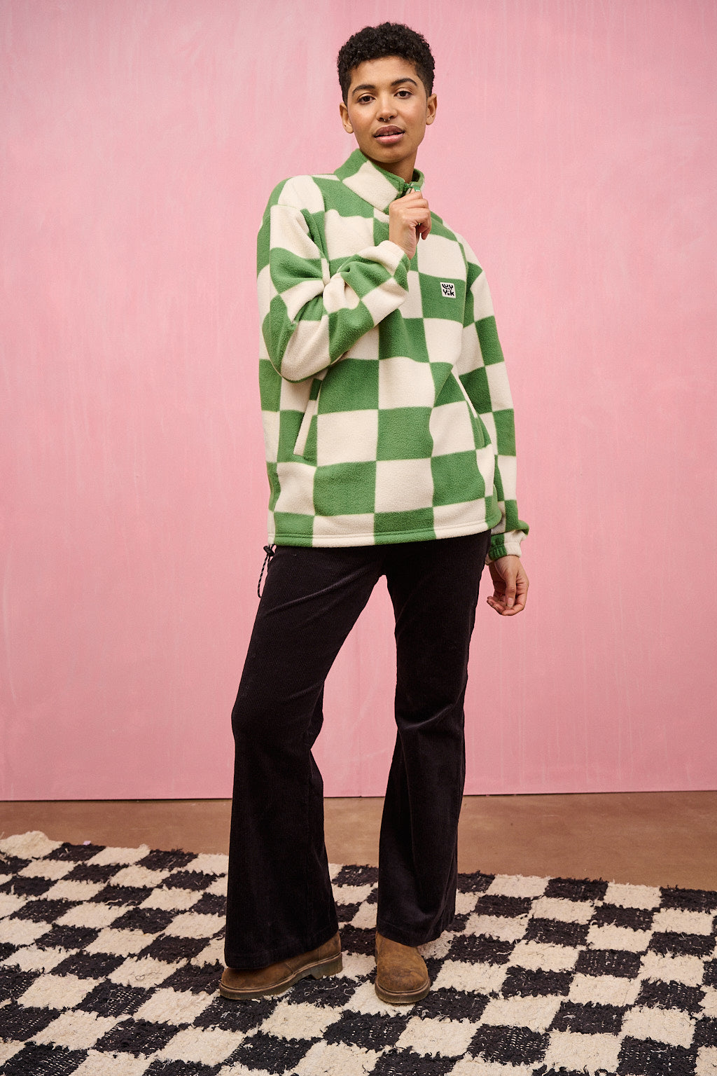 Stevie Fleece: RECYCLED BOTTLES - Checkmates Print